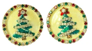 Lunch At The Ritz USA 22KT gold heavy plated Christmas clip Earrings - Picture 1 of 5