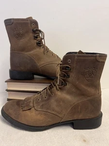 Ariat Heritage Lacer II Kiltie Roper Brown Leather Boots Women's 9B - Picture 1 of 10
