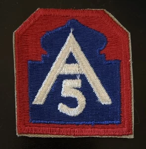 Vintage WW2 Era, US Army A5 5th Army Patch, Original. Red, Blue, R1. Fifth Army. - Picture 1 of 2