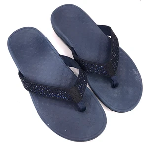 Sandalias chanclas Vionic talla 10 marea azul marino estrás ortopédicas poste punta - Imagen 1 de 11