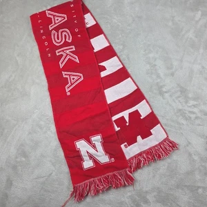 Nebraska Cornhuskers Scarf Mens Red White Knit Fringe University Of Lincoln NCAA - Picture 1 of 6