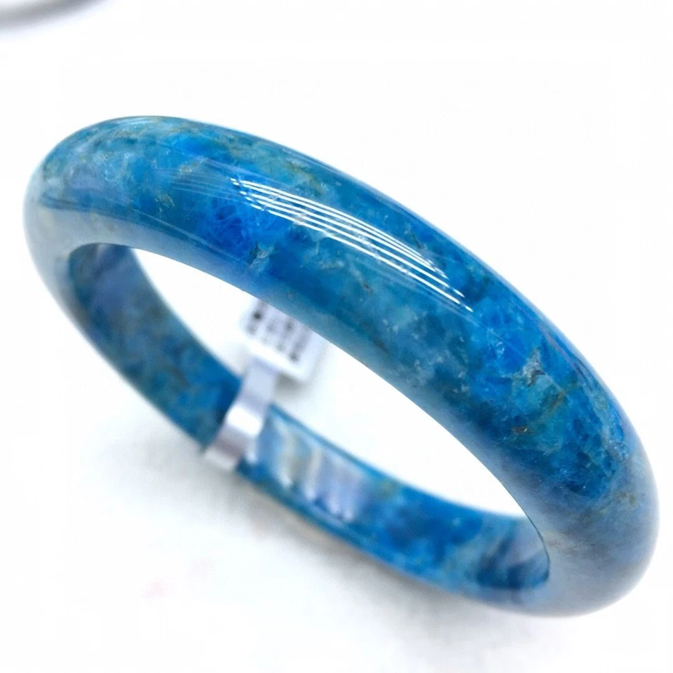 63.8mm Natural Gem quality Light Blue Apatite Crystal Bangle Bracelet Handmade - Image 1 of 1