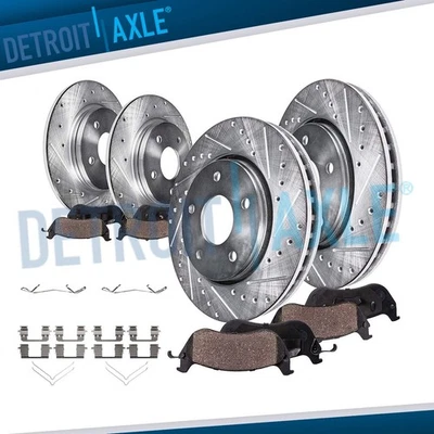 8pc Front Rear Drilled Brake Rotors Brake Pads Kit for 2016 - 2021 Honda Civic - Image 1 of 4