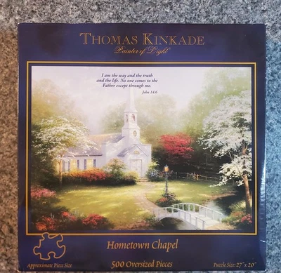 NEW Thomas Kinkade HOMETOWN CHAPEL 500 piece puzzle - Image 1 of 4
