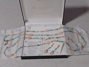 Fifth Avenue Hand made Rose Quartz 172 cm Necklace and 14kt post Earrings... - Picture 1 of 8
