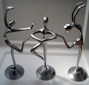 LOT OF 3 ABSTRACT BALLERINA SCULPTURES Aprox. 30-37cm 11.8-14.5 Inch Aluminium - Picture 1 of 10