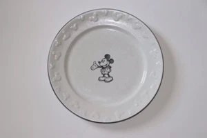 Disney Parks Mickey Mouse Black/White Dinner Plate Embossed Trim Retired  - Picture 1 of 10