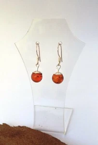 Amber Silver Earrings - 502B3 - Picture 1 of 3