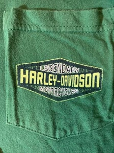 Harley Davidson Biker Built Long Sleeve Green T Shirt SZ XL? Pocket Four Rivers - Picture 1 of 11