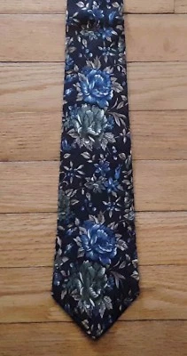 Corbata L'atelier diseño floral negro verde azul nueva en caja t4382 Foto 1 de 4