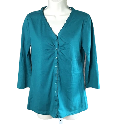Blusa Camisa Laura Scott Abotonada ~ Talla S ~ Verde Azulado ~ Manga 3/4 ~ Elástica Foto 1 de 4