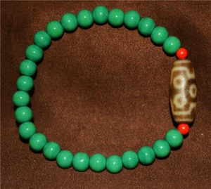 old tibetan 7 eyed dzi bead amulet agate genuine antique seven eyes gzi bracelet - Picture 1 of 6