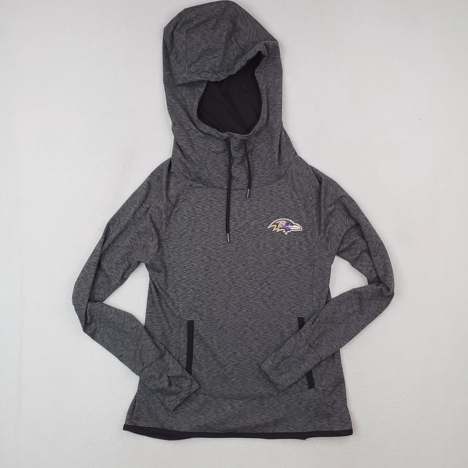 Baltimore Ravens Hoodie Womens Medium Gray Sweater Thumbhole Sleeve Pullover - Image 1 of 4