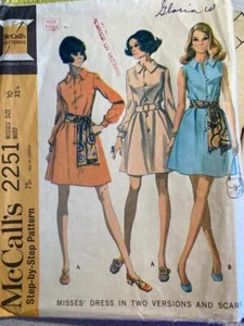 Vintage McCall’s Sewing Pattern 2251 – Misses’ Dress in 2 Versions & Scarf - Picture 1 of 1