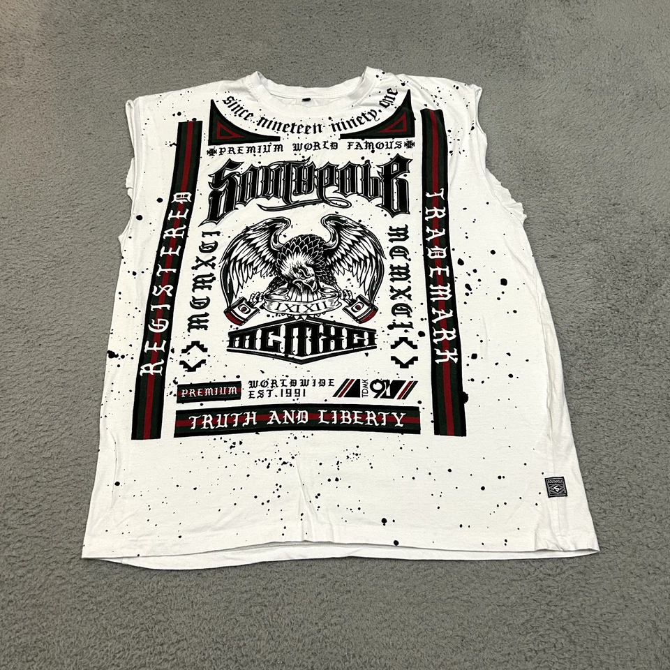 Southpole Shirt Mens 3XB Big White Cut Off Tank Top Graphic Y2K Hip Hop Skater - Image 1 of 4