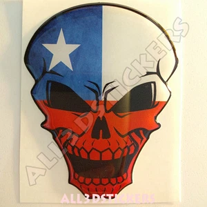 Pegatina Bandera Chile Cráneo Adhesivo Calcomanía Resina Cúpula Coche Moto Tablet 3D - Imagen 1 de 3