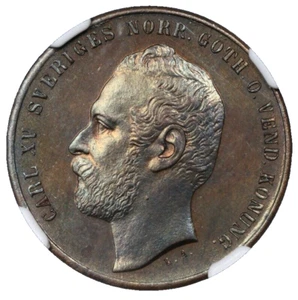 1867 Carl XV Sweden 2 Öre MS-63 BN NGC Swedish Coin - Picture 1 of 9