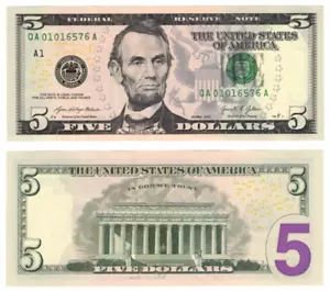 2021 (2023) USA 5 Dollar Banknote new Signatures Yellen UNC P551 - Picture 1 of 1
