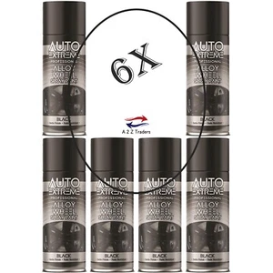 6x AX ALEACIÓN NEGRA LLANTAS PINTURA EN AEROSOL LATAS RESTAURADOR COCHE BICICLETA AUTO EXTREMO 400ML - Imagen 1 de 2