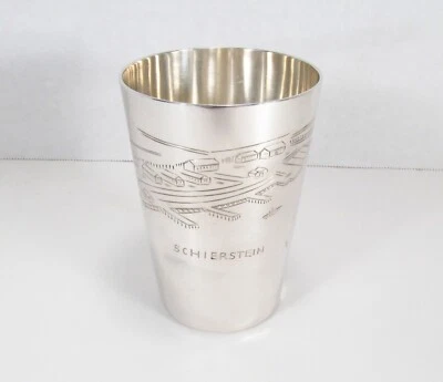 Vaso de recuerdo vintage Lutz & Weiss Alemania 835 plata Schierstein Port Foto 1 de 4