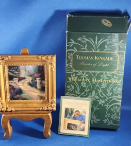 Mini Art Thomas Kinkade “Spring Gate” Miniature Gold Framed Print w/Easel NEW - Picture 1 of 7
