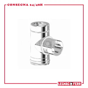 Raccordo T90° Areato Ridotto Ø100 Maschio Acciaio Inox Doppia Parete Apros T90A2 - Foto 1 di 2