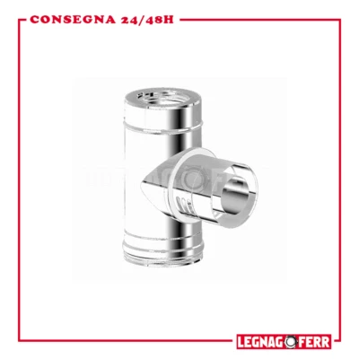 Raccordo T90° Areato Ridotto Ø100 Maschio Acciaio Inox Doppia Parete Apros T90A2 - Immagine 1 di 2