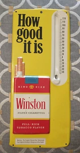 Vintage 1970's Winston Cigarettes Tobacco Metal Advertising Thermometer - Picture 1 of 2