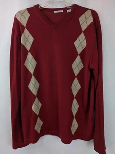 HALOGEN MEN'S ARGYLE WOOL BLEND SWEATER  PULLOVER V-NECK SHIRT SZ L - Picture 1 of 5