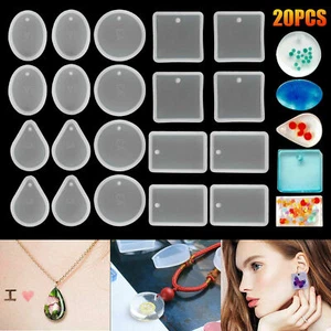 Kit de 20 moldes de fundición de resina de silicona epoxi colgante para hacer joyas hágalo usted mismo artesanía - Imagen 1 de 13