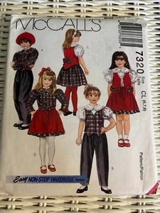 McCalls Pattern 7320 GIRLS BLOUSE LINED VEST PULL-ON PANTS SKIRT Sz 6-8 NEW - Picture 1 of 2