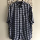 Men’s Bugatti Shirt Large/XL Blue Check Short Sleeve Relaxed Fit