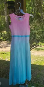 Rare Editions Girl Size Youth 12 Pink And Blue Pleated Floor Length Dress VGC - Picture 1 of 6