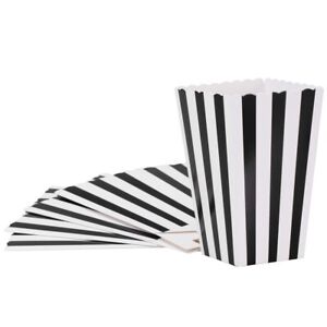 24pcs Popcorn Boxes Black Stripe for Movie Theater & Weddings