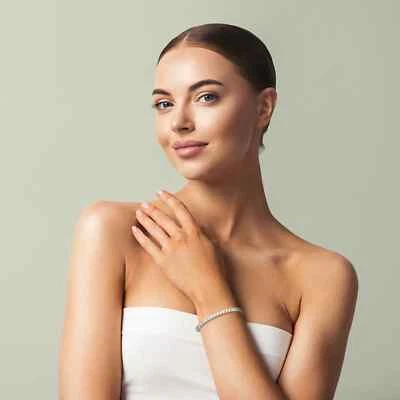 5.10 Ct Lab Grown Diamond Tennis Bracelet 14k White Gold Gold Round E-F VS1 VS2 - Image 1 of 2