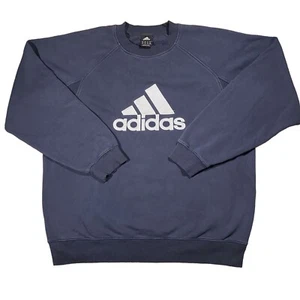 Adidas Y2K Style Men’s Blue Sweatshirt Spellout Embroidered Sweatshirt Sz XXL - Picture 1 of 8