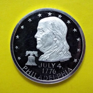 1976 BICENTENNIAL PHILADELPHIA & BEN FRANKLIN .999 Medallic Art Medal - Bild 1 von 12