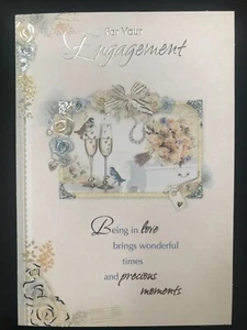 Engagement card, floral, 7" x 5" - Picture 1 of 4