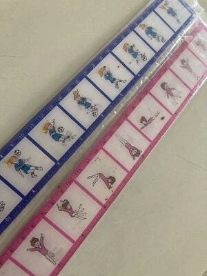 3D Girl's Sport 12 Inch & Centimeter Rulers - Set of 10 - Pink & Blue -Brand New - Image 1 of 2