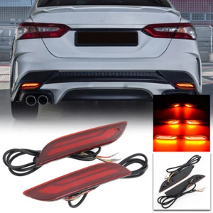 2x Reflector de luz de freno antiniebla trasera señal de giro dinámica LED para Toyota Camry 18~20 - Imagen 1 de 16