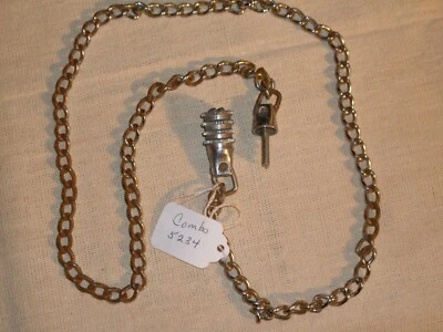 Vintage lock on a 34" sturdy link chain, w/four-number combination barrel lock. - Image 1 of 4