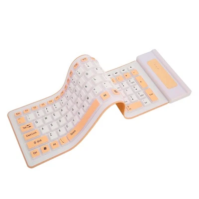 (Orange) Silikon-Tastatur 103 Tasten 2 4 G Kabellos Flexibel Faltbar - Bild 1 von 4