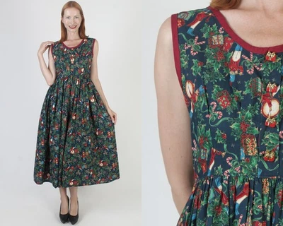 Maxi Vestido De Colección Estampado En Todas Partes Novedad Papá Noel Cascanueces Fiesta de Vacaciones Foto 1 de 4