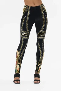 new CAMILLA THEY CALLED HER NEFERTARI METAL HOTFIX EMBELLISHED LEGGINGS L . - Picture 1 of 8