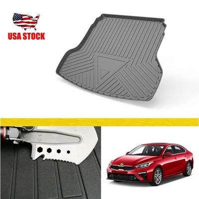 Black Rear Cargo Trunk Liner Mat Floor Carpet Set for 2019-2023 2024 Kia Forte - Image 1 of 4