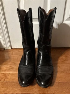 Stivali da cowboy western Lucchese L681564 in pelle nera da uomo 11 1/2 B 32487 - Foto 1 di 8