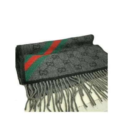 GUCCI Sherry Line GG Patrón Bufanda Lana con Flecos Hecho en Italia Hombres Usado Foto 1 de 4