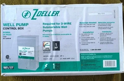 Caja de control de bomba de pozo Zoeller 1010-2338 1 HP 230 voltios - NUEVO ENVÍO GRATUITO Foto 1 de 4