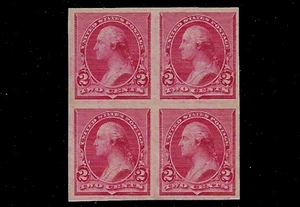 US Scott 220P5 2c Carmine Proof Imperforate Block Of Four Very Fine, SCV $240.00 - Picture 1 of 2