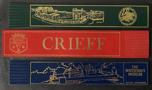 3 Vintage Retro Leather Souvenir Bookmarks LEEDS CASTLE, CRIEFF, STOKE BRUERINE - Imagen 1 de 6
